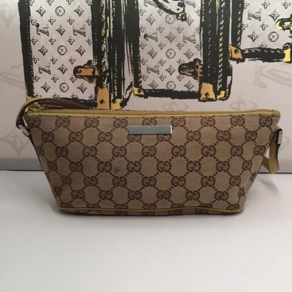 Pre Love Authentic Gucci GG Canvas Accessory Pouch Mini Bag – Beige/Khaki - Picture 4 of 11